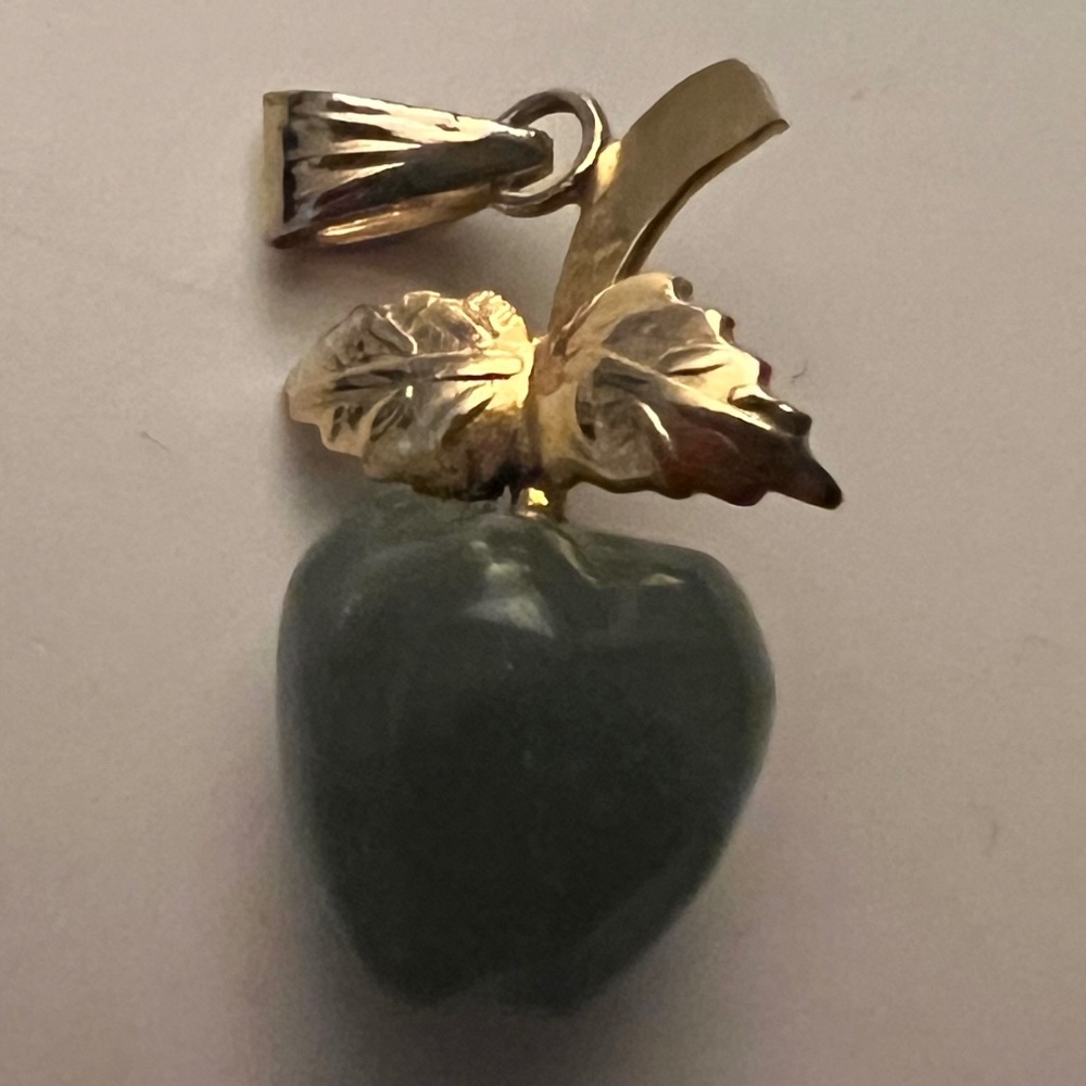Jade Green Apple Pendant with Gold Chain